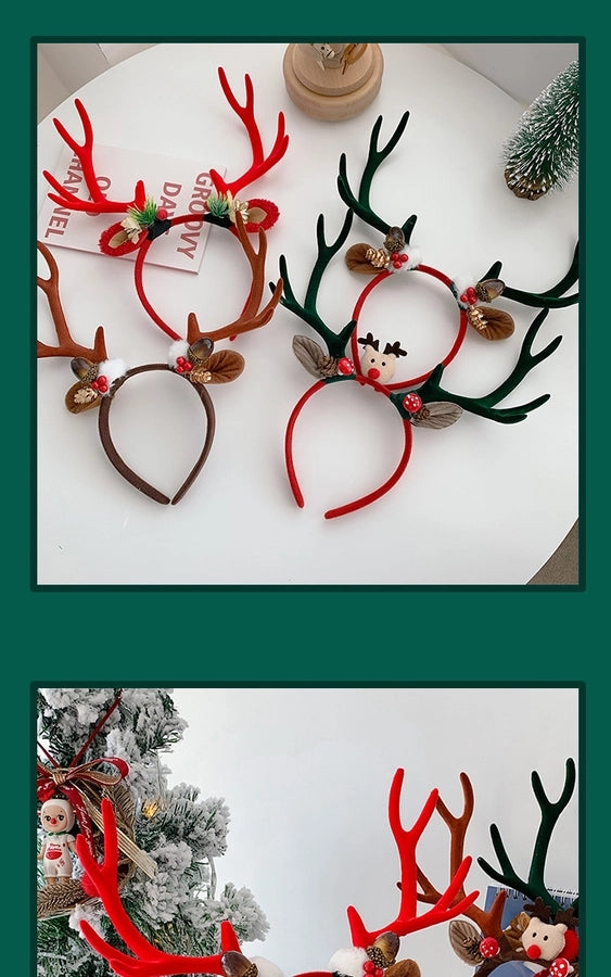 Internet Celebrity  Christmas Girl Heart Christmas Hair Band Cute Elk Horn Hair Accessories Pressure Hair Band