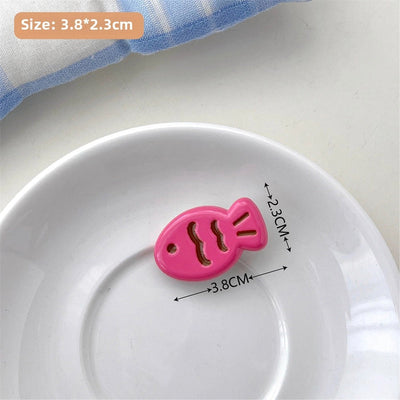 Candy Color Snapper Burned Hair Clip  Sweet Girl's Heart Cute Fish Bangs Clip Student  Hairpin Hair Accessories