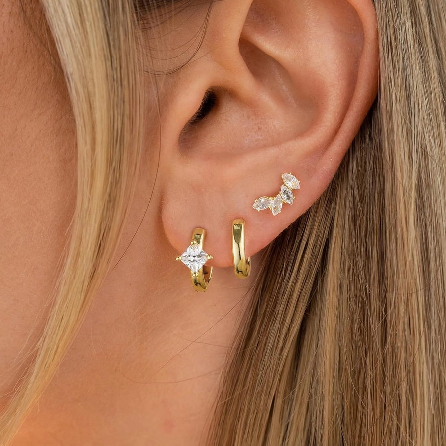 1 Set Elegant Luxurious Square Oval Copper Hoop Earrings