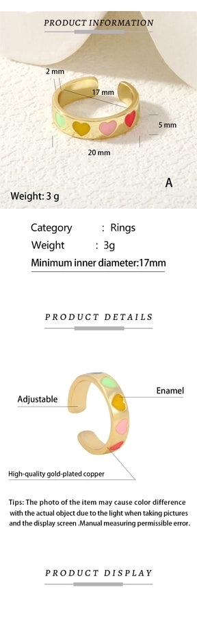 Jewelry Cute Pentagram Copper Enamel Open Rings