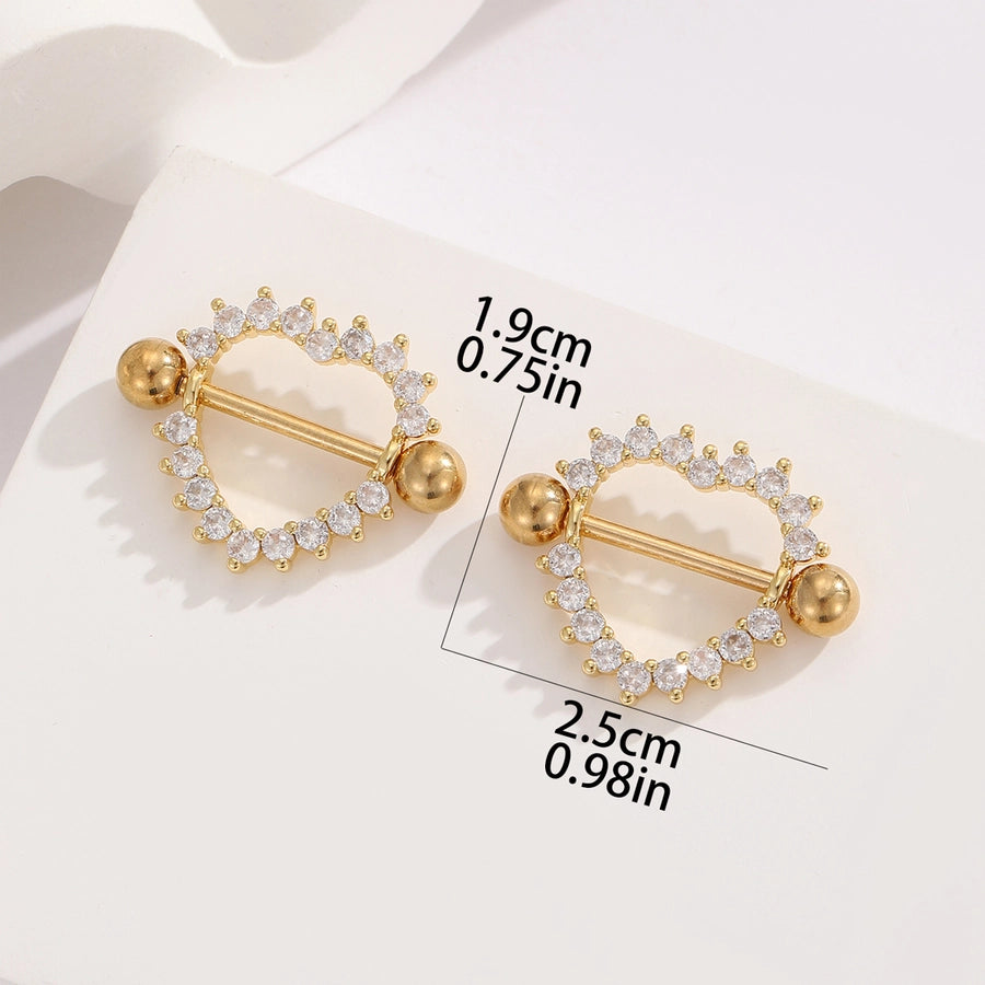 1 Pair Ear Cartilage Rings & Studs Modern Style Shiny Heart Shape 304 Stainless Steel Inlay Zircon Ear Cartilage Rings & Studs