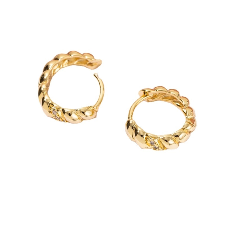 1 Pair Simple Style Geometric Copper Zircon 18K Gold Plated Earrings