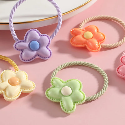 Kid'S Cute Simple Style Flower Resin Hair Tie