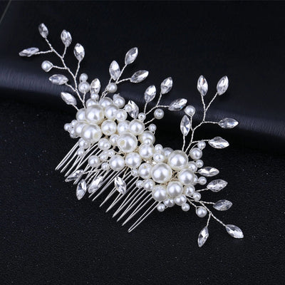 women's glam wedding bridal geometric artificial pearl hair combs insert comb