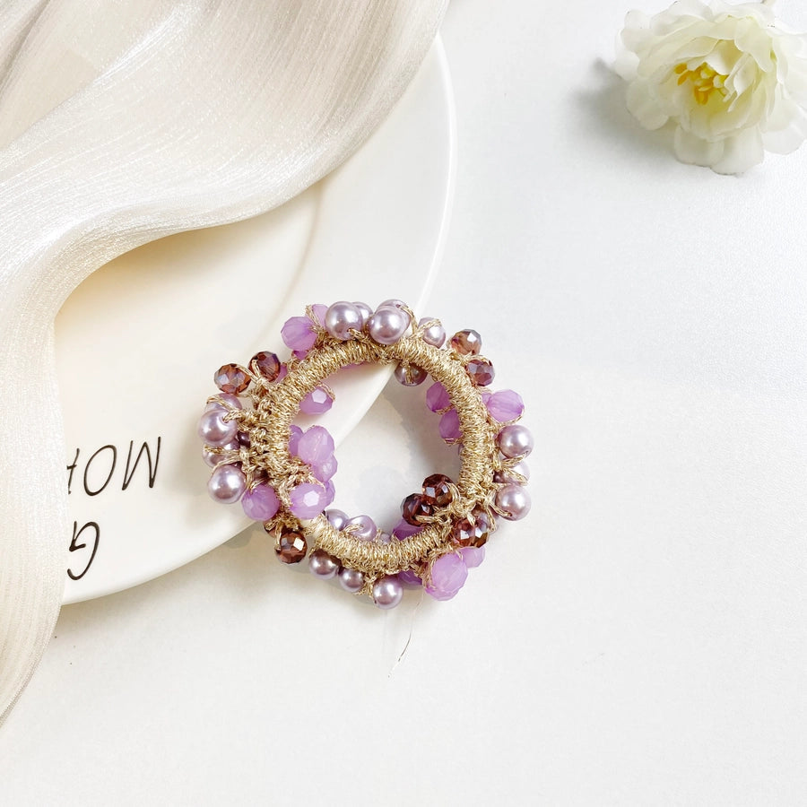 Women's Cute Preppy Style Sweet Crystal Plastic Beaded Artificial Crystal Pearl Hair Tie