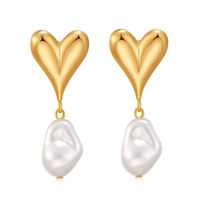 1 Piece Vintage Style Lady Wedding Pearl Inlay Copper Artificial Pearls 18K Gold Plated Drop Earrings