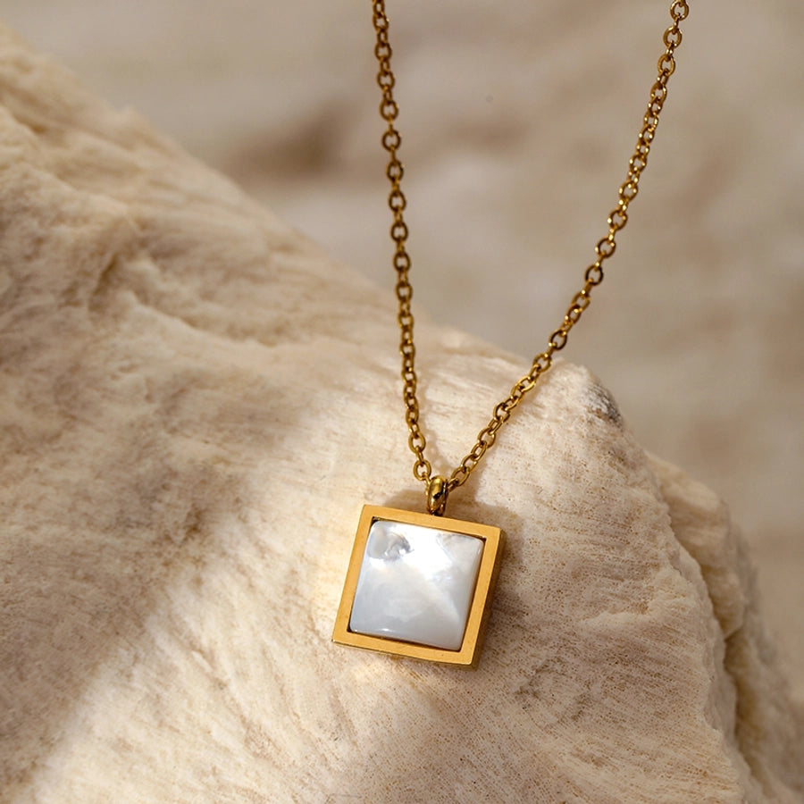 Jewelry Elegant Vintage Style Simple Style Geometric 304 Stainless Steel 18K Gold Plated Pendant Necklace