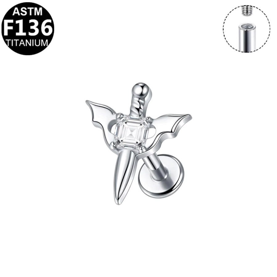 1 Piece Lip Rings Hip-Hop Rock Punk Spider Pure Titanium Titanium Alloy Zircon 14K Gold Plated White Gold Plated Lip Rings Ear Cartilage Rings & Studs