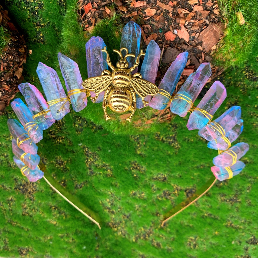 simple style moon solid color crystal handmade hair band