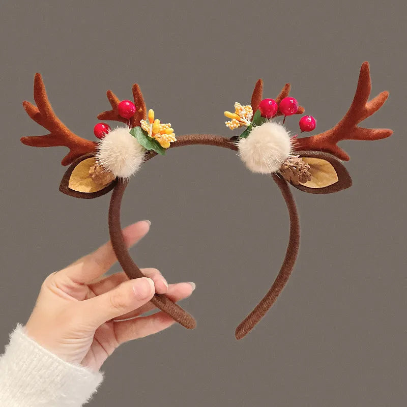 Christmas Fashion Women'S Antlers Flocking Handmade Hair Band