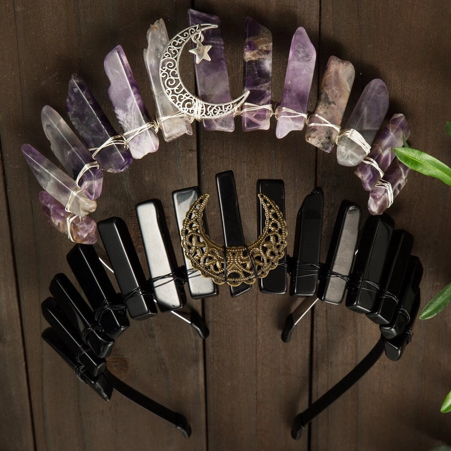 Women's Vintage Style Queen Vacation Moon Alloy natural stone Copper Knitting Hair Band