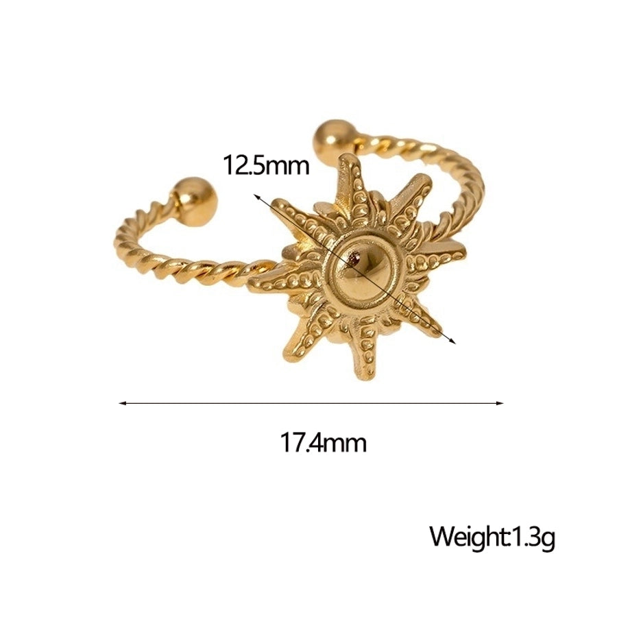 Jewelry Modern Style Simple Style IG Style Sun 304 Stainless Steel 18K Gold Plated Stainless Steel Rings