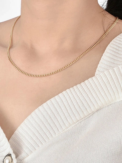 Brass 18K Gold Plated Paper Clip Solid Color Long Necklace Necklace