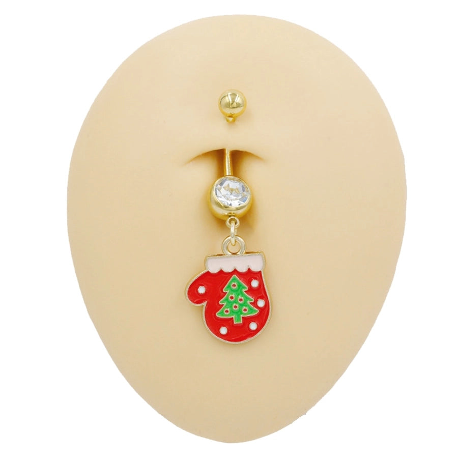 1 Piece Belly Rings Rock Punk Pumpkin Bat Skull 316 Stainless Steel  Alloy Epoxy Inlay Rhinestones Zircon Gold Plated