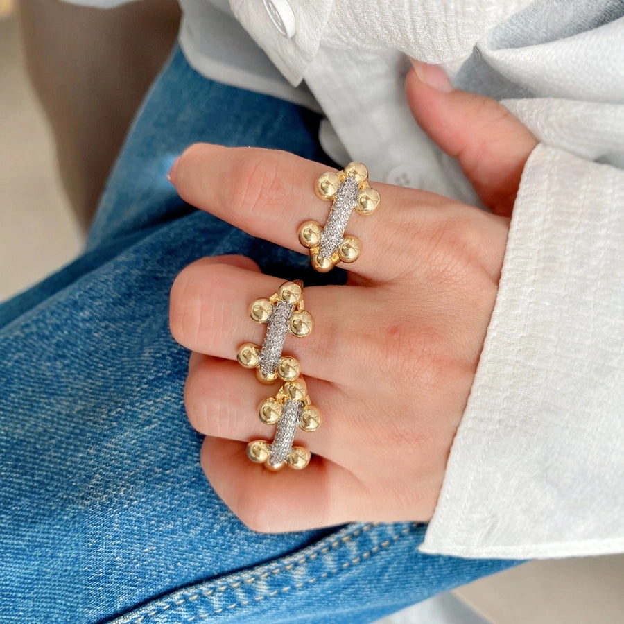 Jewelry Vintage Style Classic Style Geometric Copper Zircon Plating Open Rings