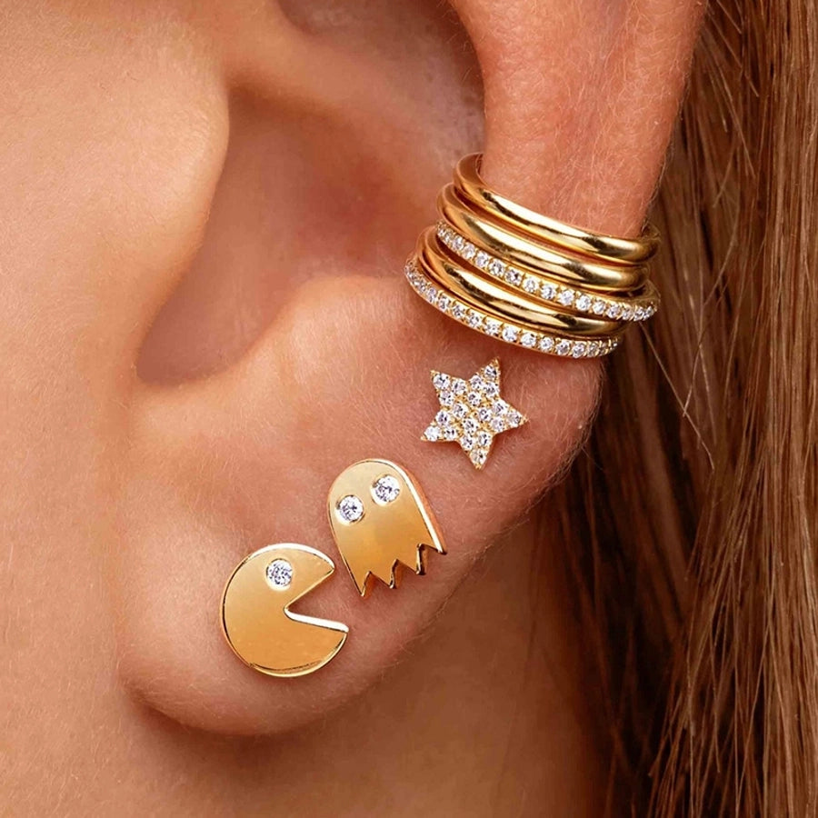 1 Pair IG Style Star Brass Zircon Ear Cuffs Ear Studs