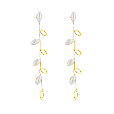 1 Pair Casual Simple Style Leaf Plating Titanium Steel Drop Earrings