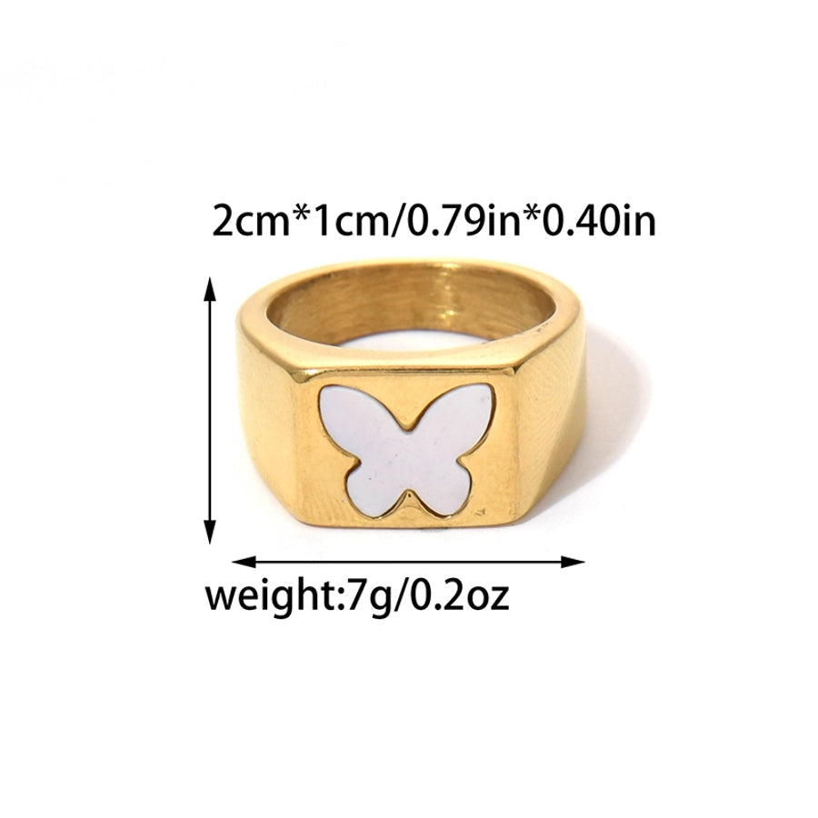 Jewelry IG Style Commute Korean Style Geometric Butterfly 304 Stainless Steel Fritillary 14K Gold Plated Plating Inlay Rings