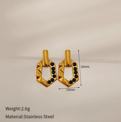 1 Pair Elegant Vintage Style Geometric 304 Stainless Steel Zircon Ear Studs