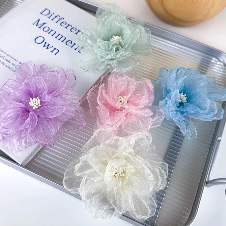 Women's Elegant Romantic Solid Color Gauze Patchwork Hair Clip