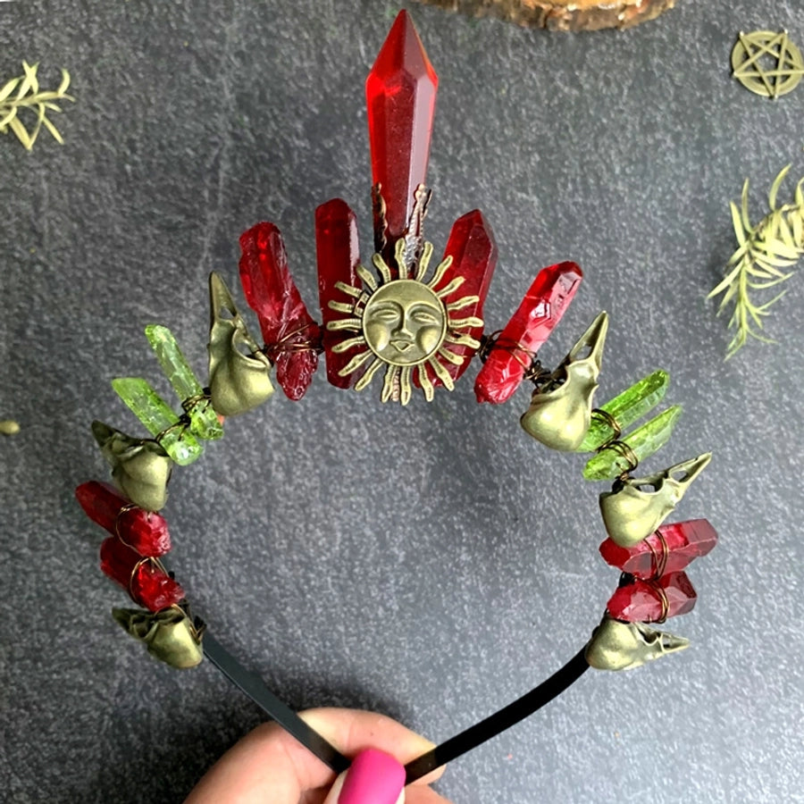 retro geometric crystal handmade hair band