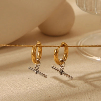 1 Pair IG Style Retro Classic Style Geometric Solid Color Removable Plating 304 Stainless Steel 18K Gold Plated Drop Earrings