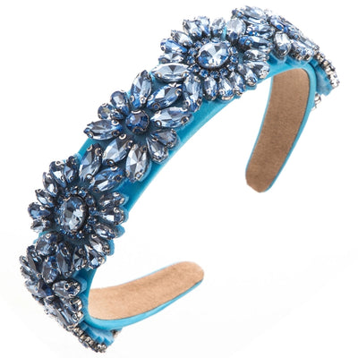 Women's Elegant Luxurious Flower Cloth Inlay Glass Hair Band