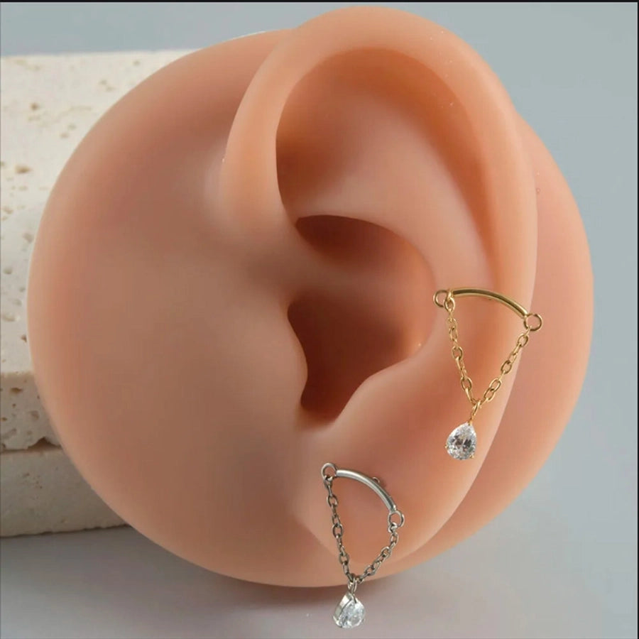 1 Piece Lip Rings Elegant Simple Style Artistic Geometric Pure Titanium Titanium Alloy Zircon 14K Gold Plated Silver Plated Lip Rings Ear Cartilage Rings & Studs