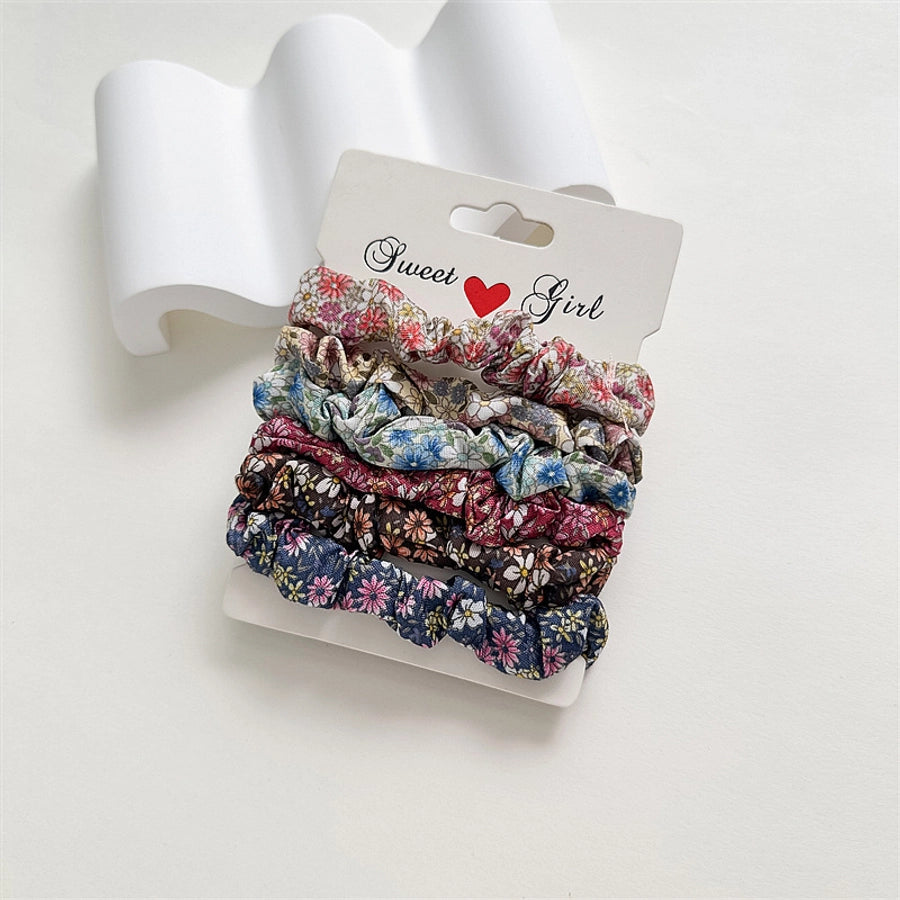 women's simple style ditsy floral solid color satin hair tie