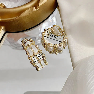 1 pair simple style c shape plating alloy cloth gold plated ear cuffs ear studs