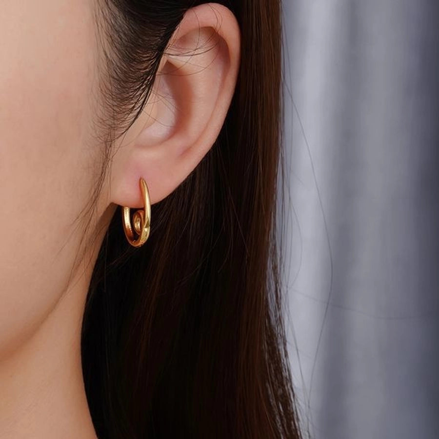 1 Pair IG Style Solid Color Knot Plating 304 Stainless Steel 18K Gold Plated Earrings