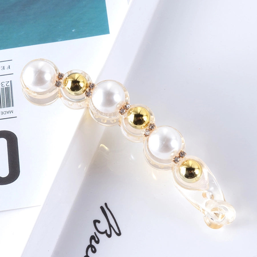 simple style geometric plastic artificial pearls hair clip