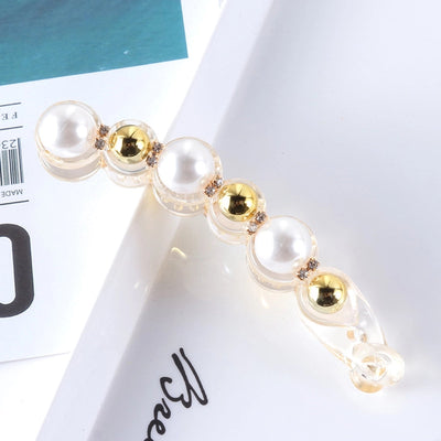 simple style geometric plastic artificial pearls hair clip