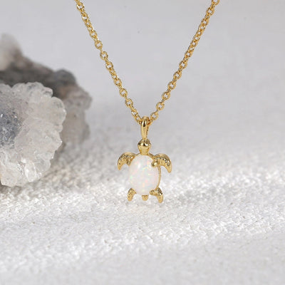 Copper Brass 18K Gold Plated Inlay Tortoise Geometric Animal Artificial Gemstones Zircon Necklace