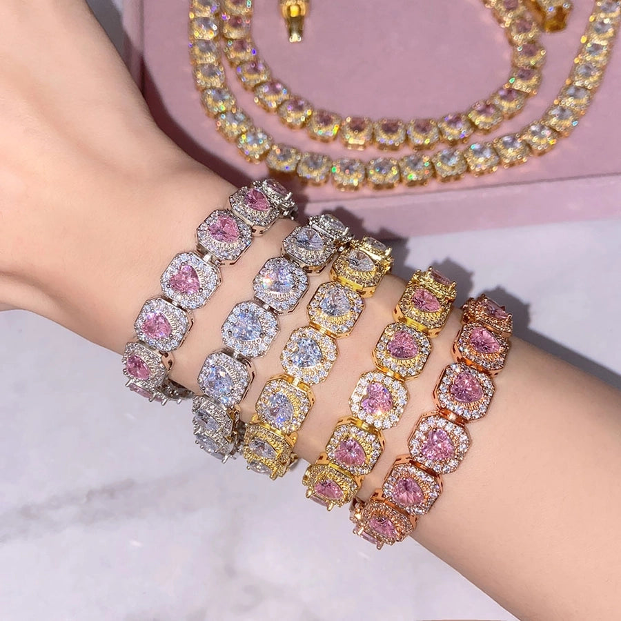 Copper Zircon Plating Inlay Square Zircon Bracelets