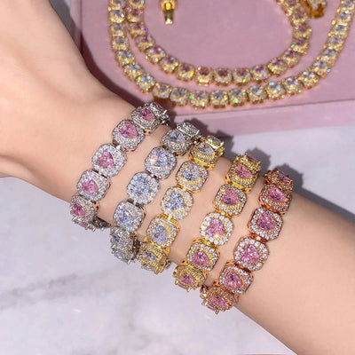 Copper Zircon Plating Inlay Square Zircon Bracelets