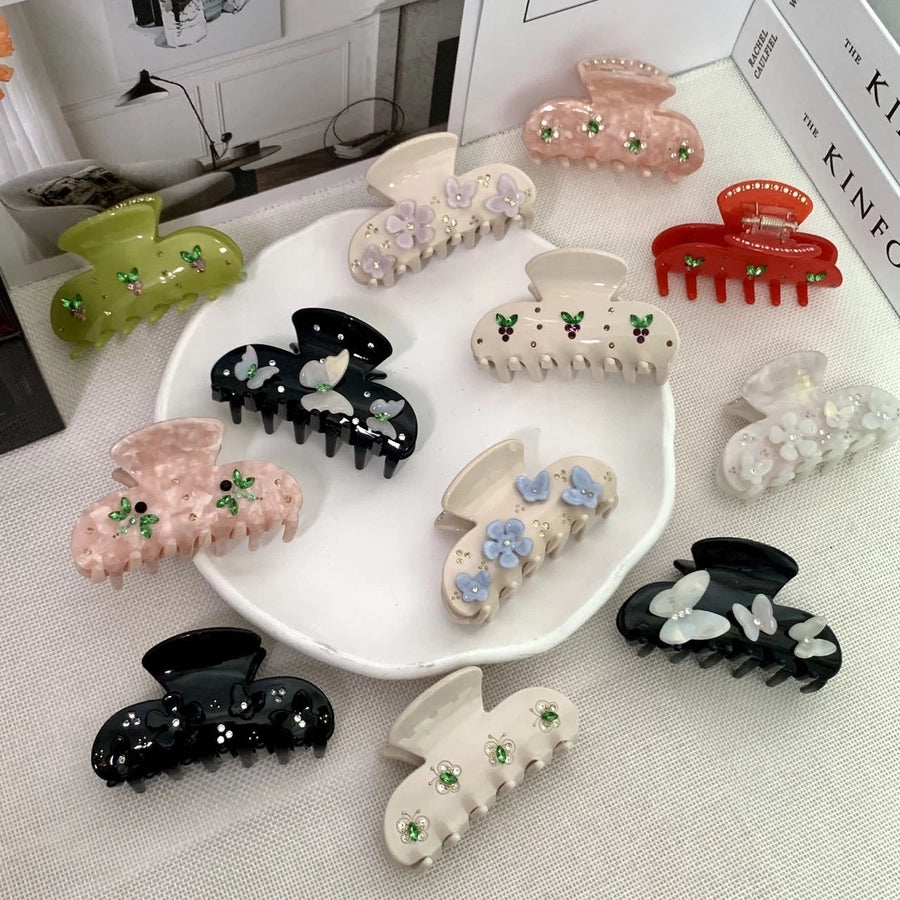 original design flower butterfly acetic acid sheets diamond hair claws