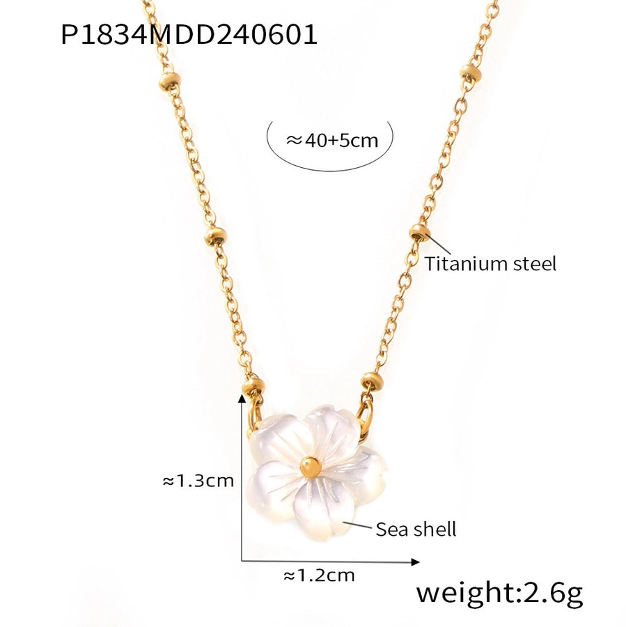 Jewelry Elegant Flower Titanium Steel Pendant Necklace