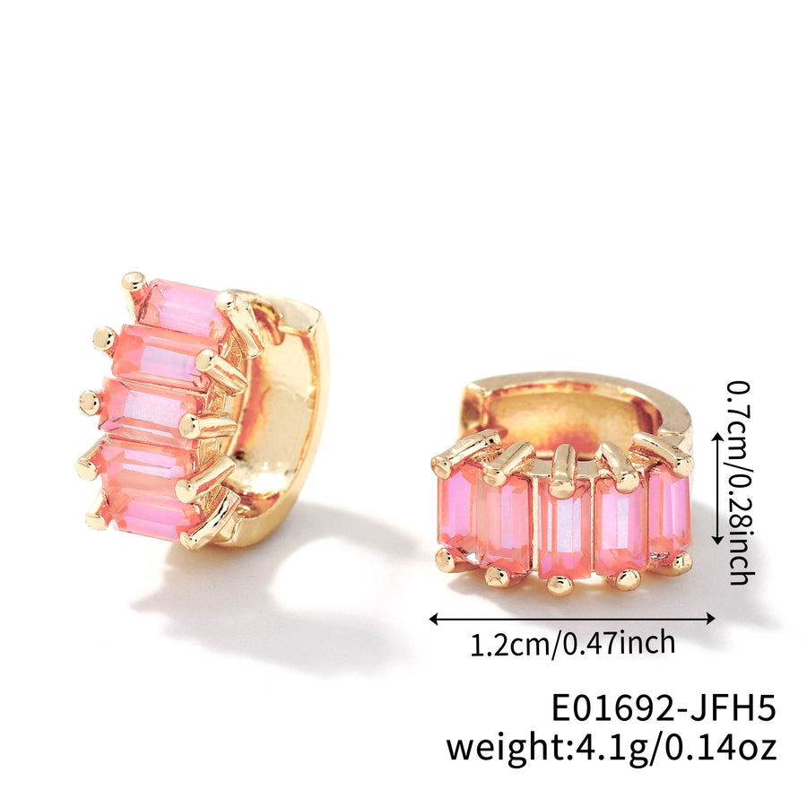 1 Pair Casual Glam Shiny Solid Color Inlay Copper Zircon K Gold Plated Rhodium Plated Ear clip