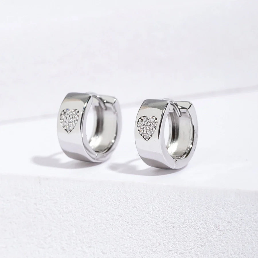 1 Pair Lady Heart Shape Plating Copper Zircon Earrings