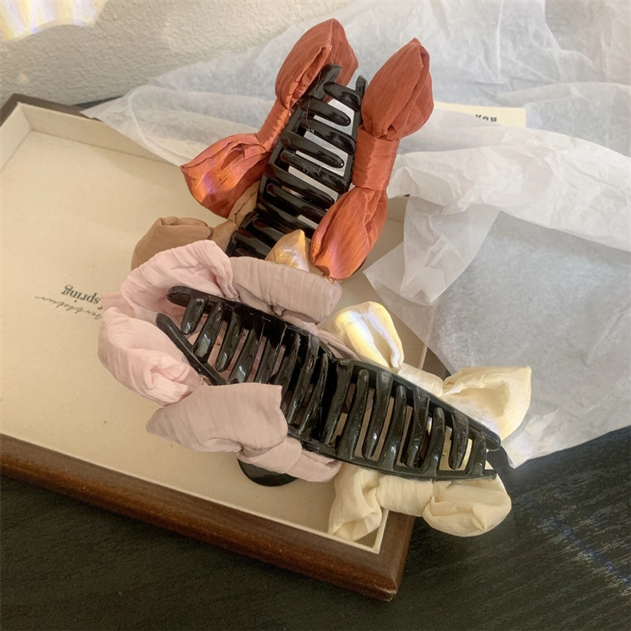 Women's Korean Style Bow Knot Plastic Cloth Hair Claws
