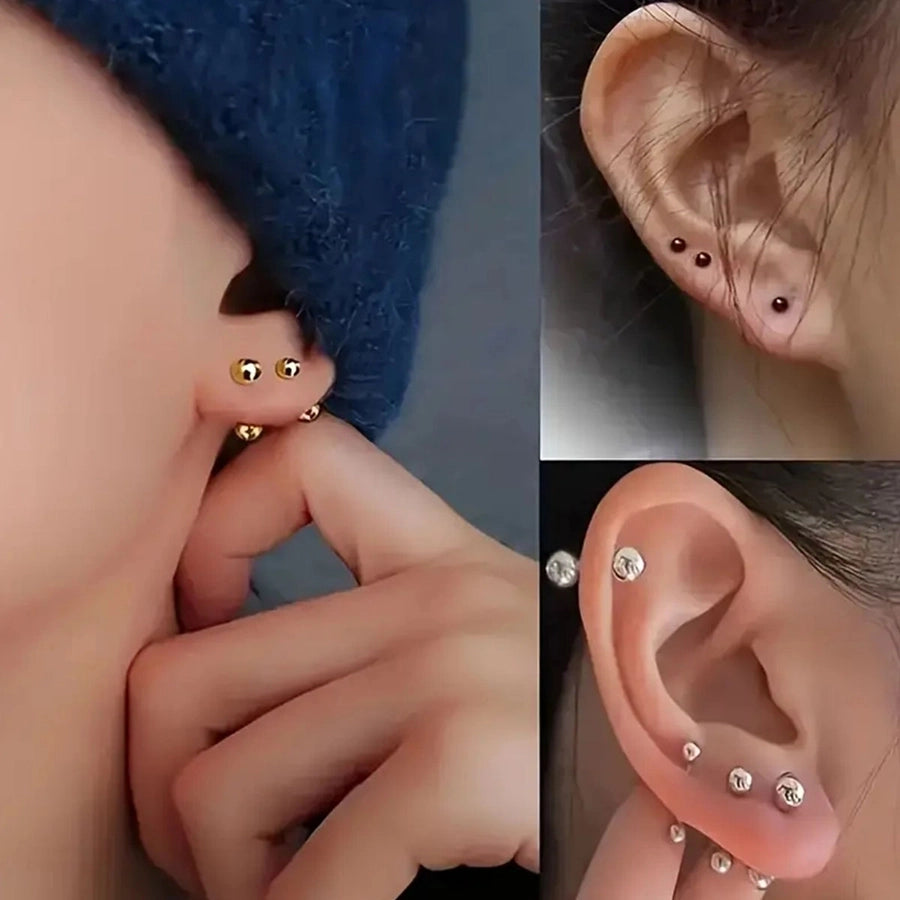 1 Pair Simple Style Round 304 Stainless Steel 18K Gold Plated Ear Studs