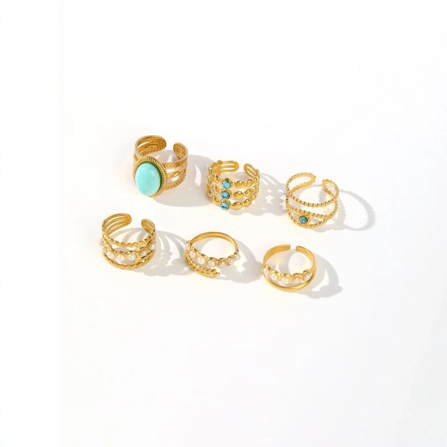 Jewelry Elegant Retro U Shape Oval 304 Stainless Steel Open Rings