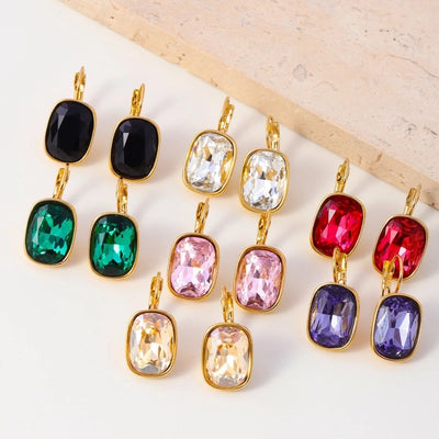 1 Pair IG Style Geometric 304 Stainless Steel Zircon 18K Gold Plated Earrings