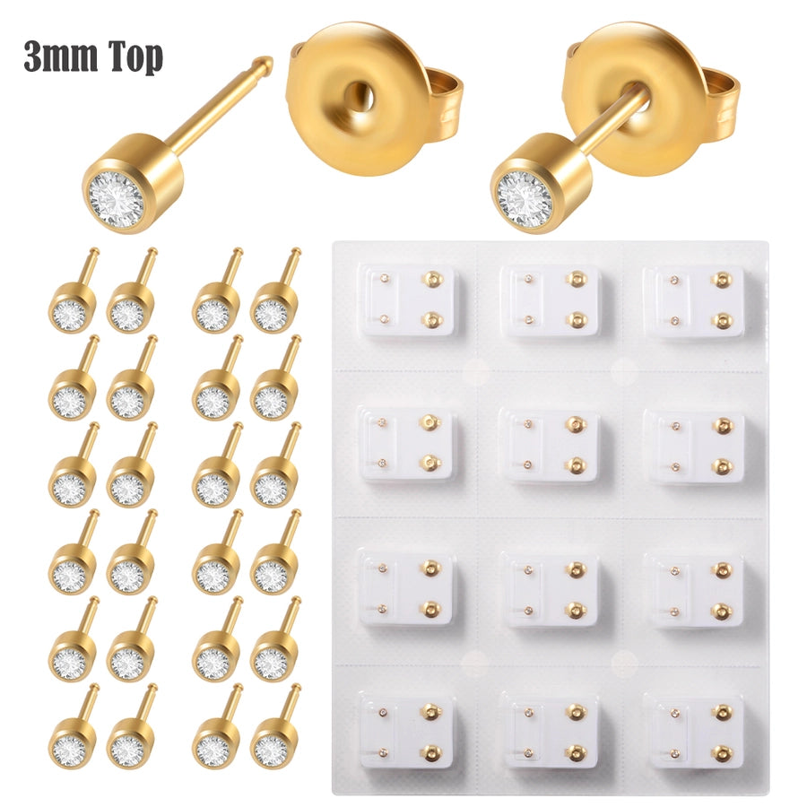 1 Piece Casual Classic Style Solid Color Plating 304 Stainless Steel Zircon 24K Gold Plated Stainless Steel Earrings