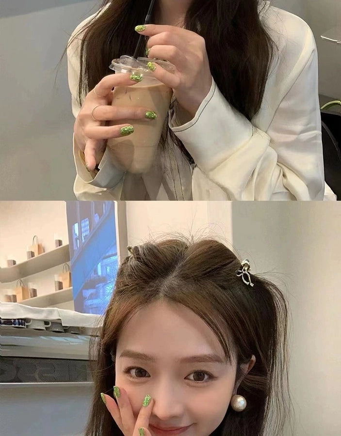 Go to windy places Liu Yifei Xu Hongdou with the same bow small grip Princess head metal bangs hairpin female