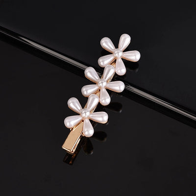 simple style geometric bow knot imitation pearl alloy plastic hair clip 1 piece