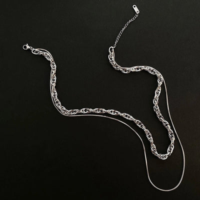 Jewelry Hip-Hop Simple Style Asymmetrical Titanium Steel Titanium Steel Silver Plated Asymmetrical Necklace