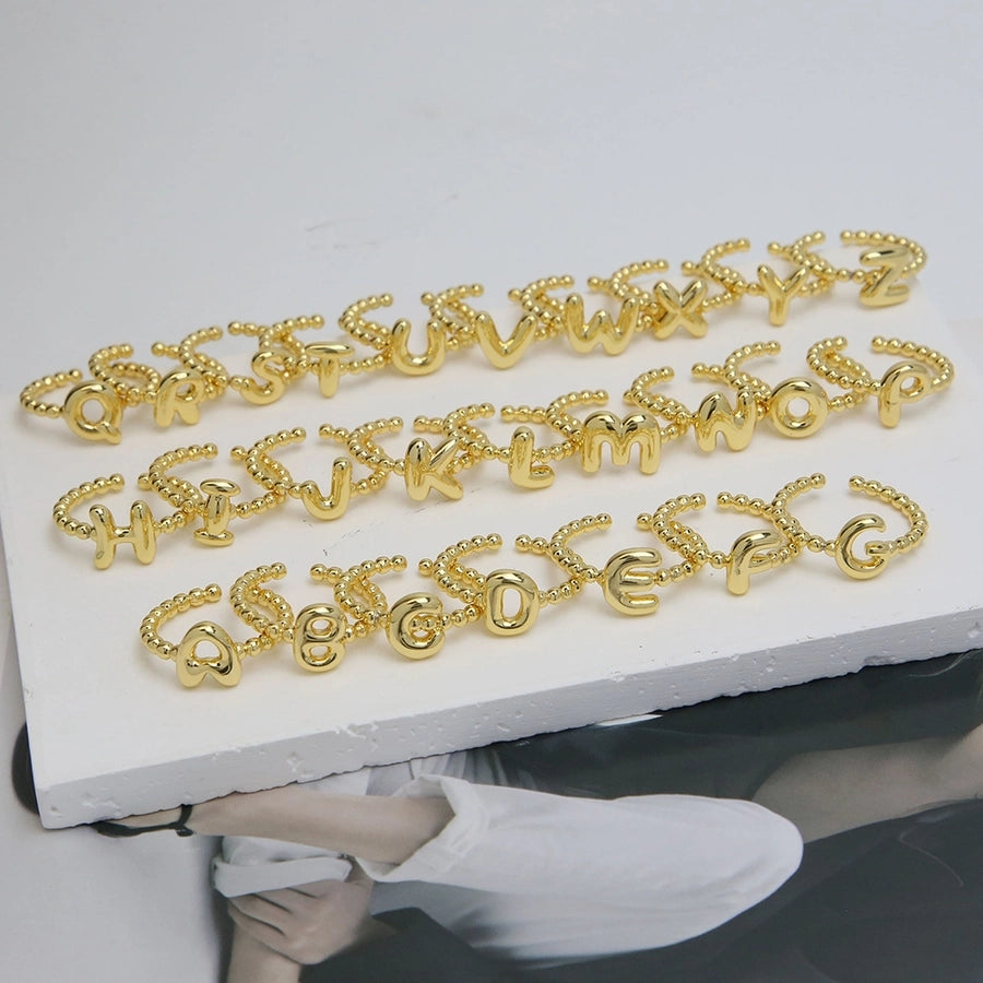 Copper Letter Open Rings