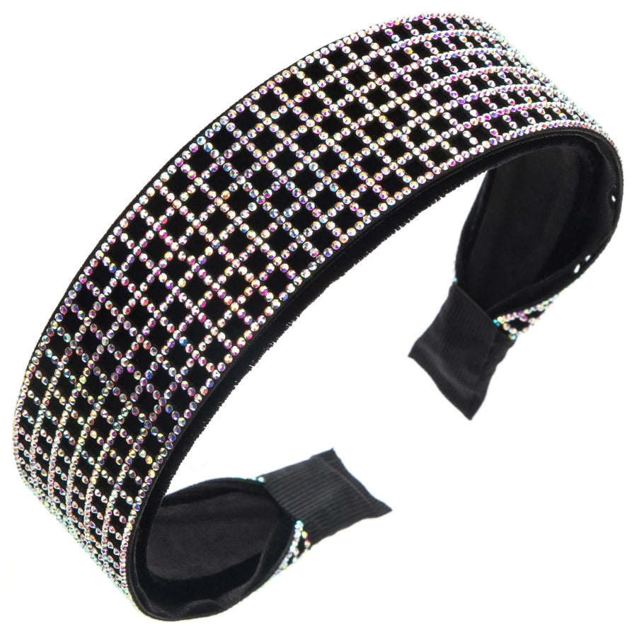 Women's Elegant Luxurious Checkered Cloth Inlay Rhinestones Hair Band